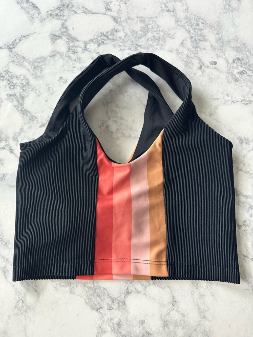 Beach Riot Tessa Top In Coral Stripe In Black - Picture 4 of 10